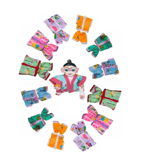 AMGHUB Laddu Gopal Cotton Summer Night Suit (Combo 6, Size 1)