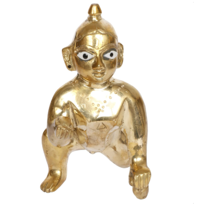 AMGHUB Brass Laddu Gopal Statue (4.5 x 3 x 5 in, 700 g)